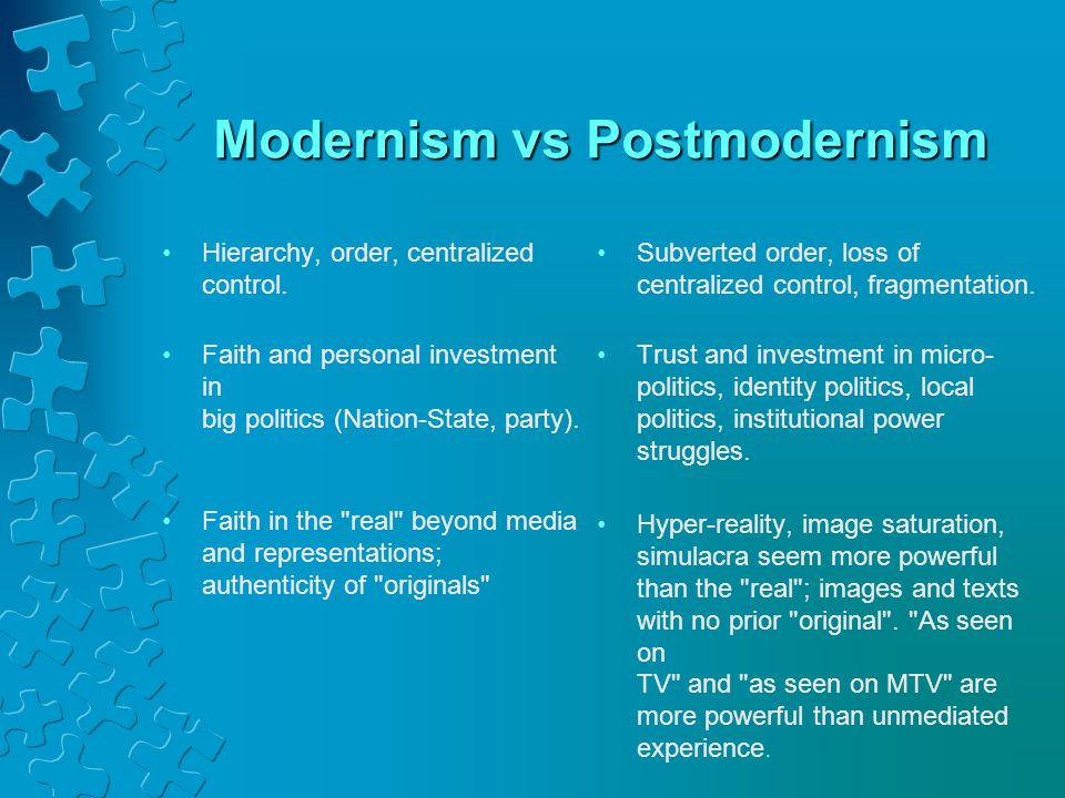 Reality and representation postmodern media essay